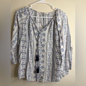 JohnPaulRichard Blue and White Floral Blouse